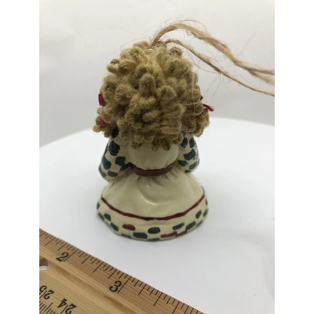 Girl Ornament Raffia Hair Patchwork Dress Christmas Doll 3